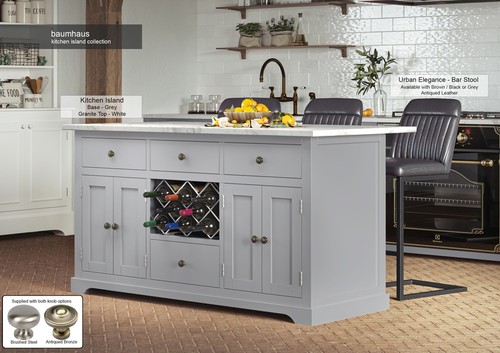 Grey kitchen island with white - grey,