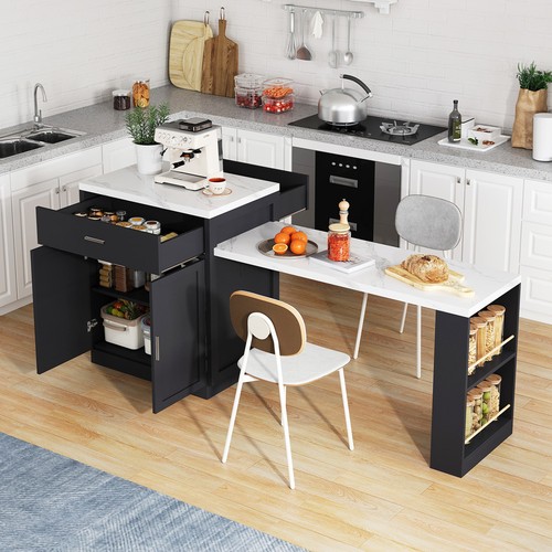 Kitchen island with extendable - island,