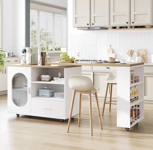 White oak kitchen island table - white,